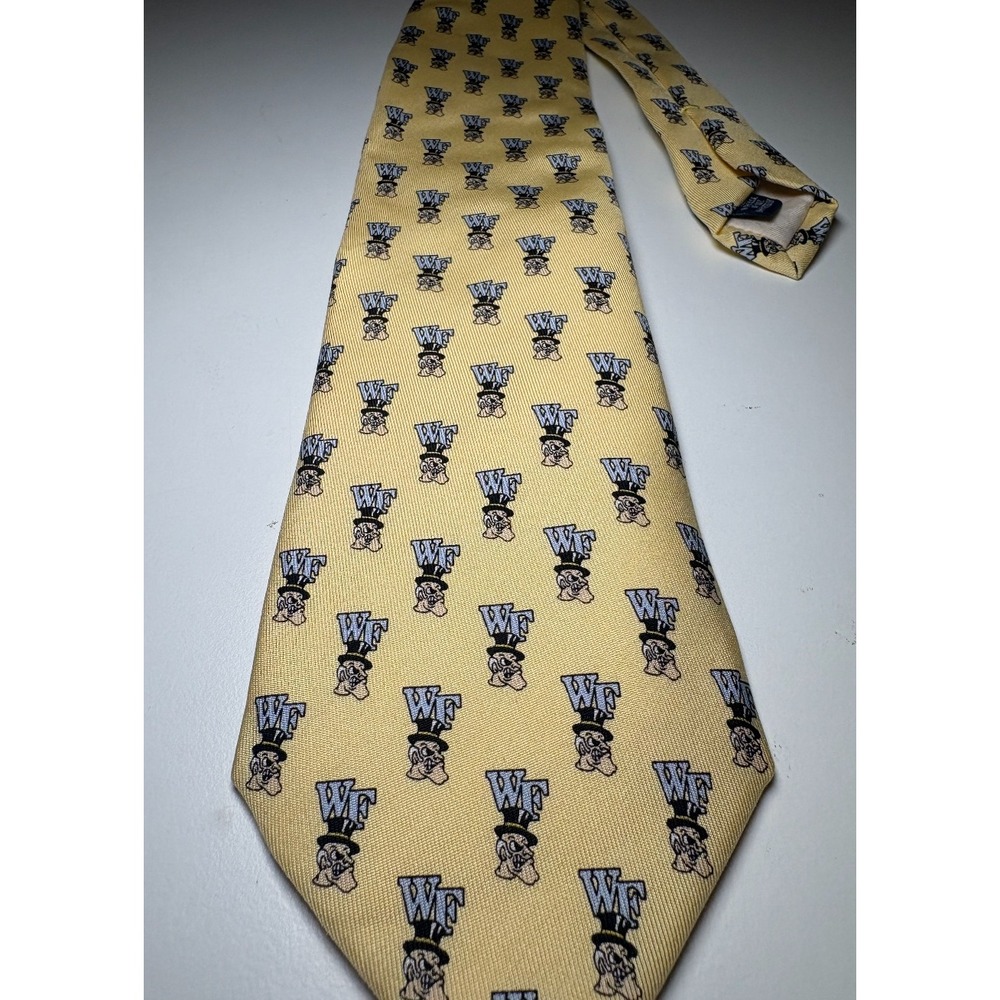 Wake Forest Vineyard Vines Men's Tie 100% Silk Made In USA Yellow